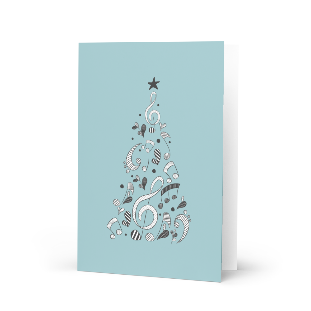 Melodic Merry Christmas Greeting Card with Music Notation Symbols