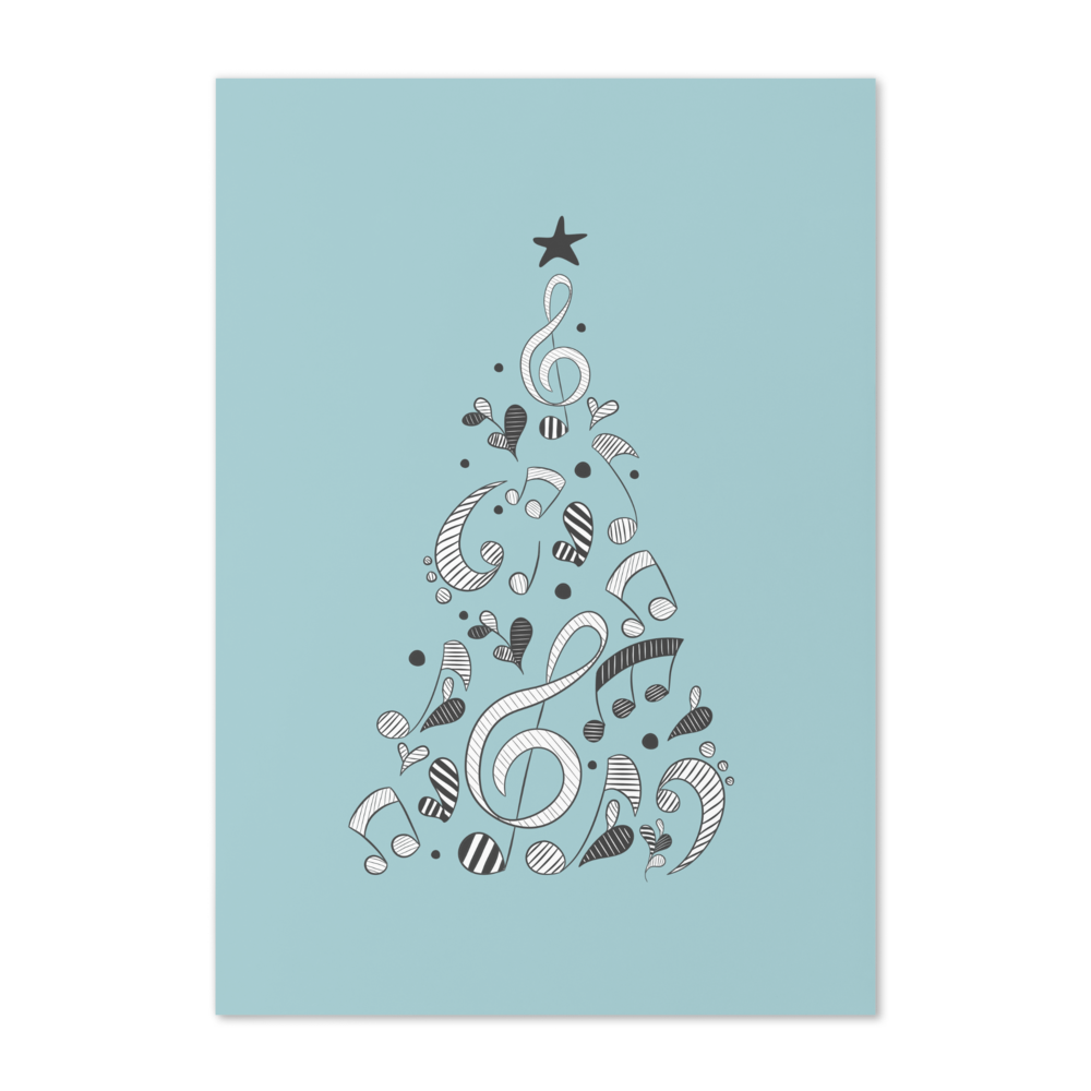 Melodic Merry Christmas Greeting Card with Music Notation Symbols