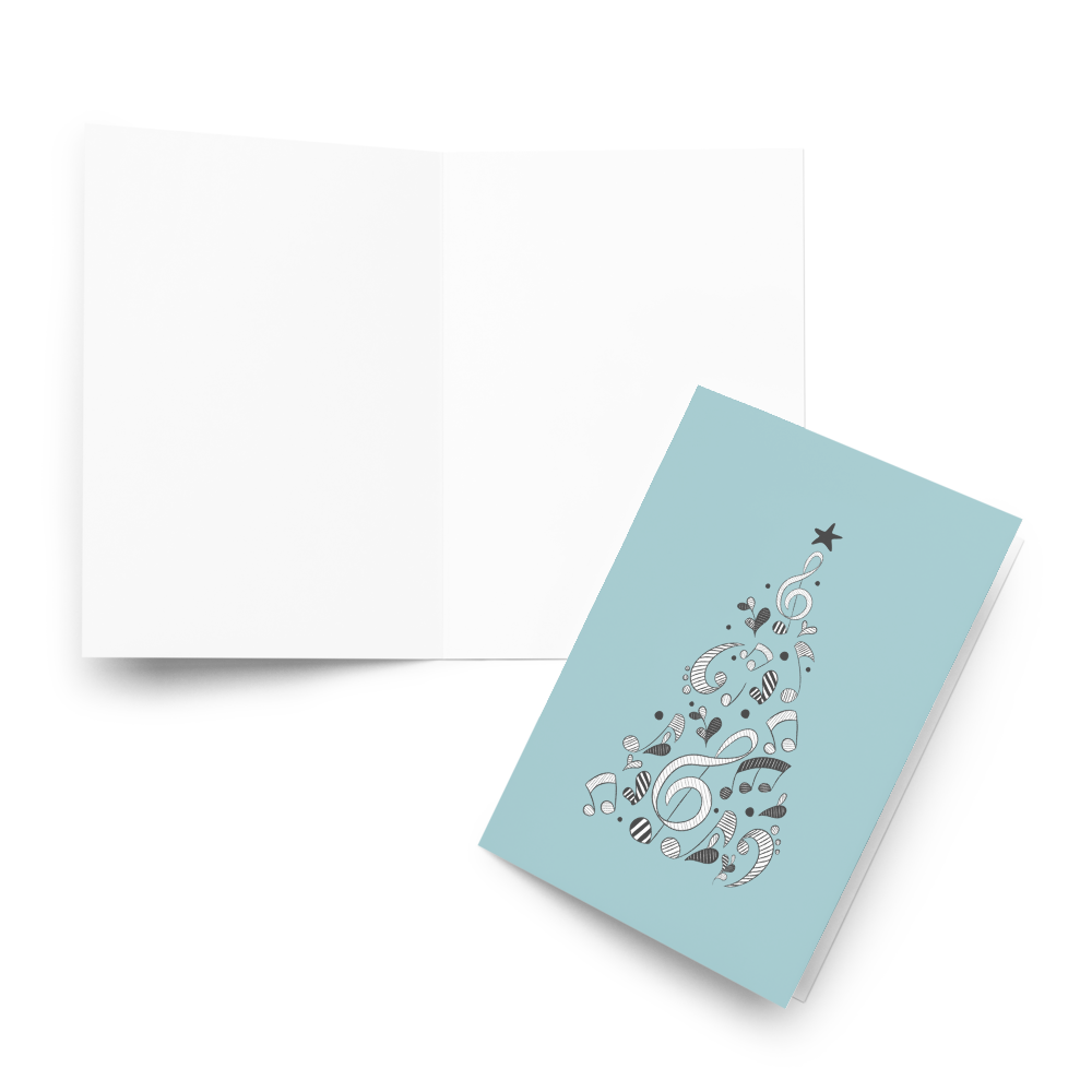 Melodic Merry Christmas Greeting Card with Music Notation Symbols