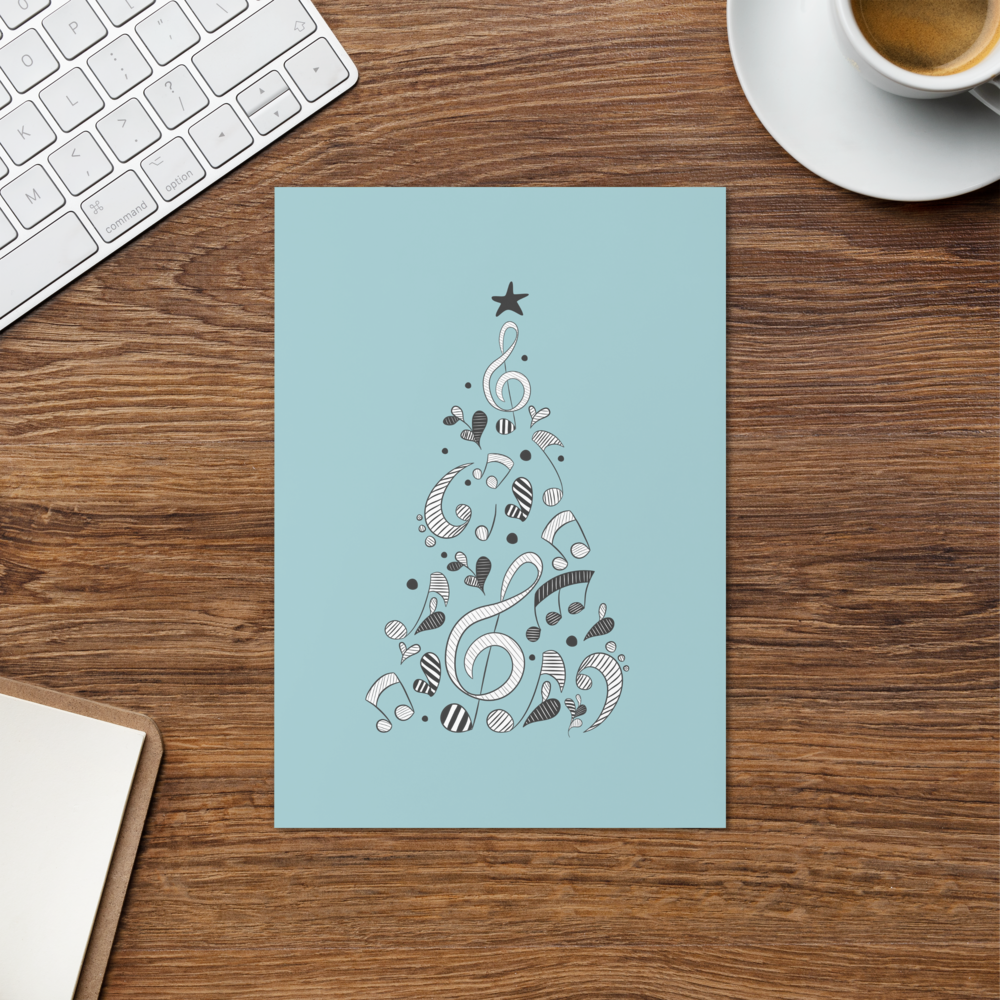Melodic Merry Christmas Greeting Card with Music Notation Symbols