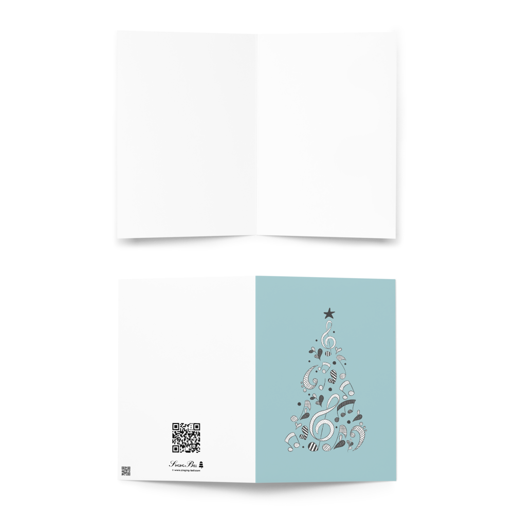 Melodic Merry Christmas Greeting Card with Music Notation Symbols