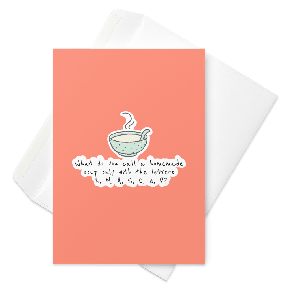 An Elf-phabet soup for Happy Holidays - Funny Christmas Joke Card for Kids