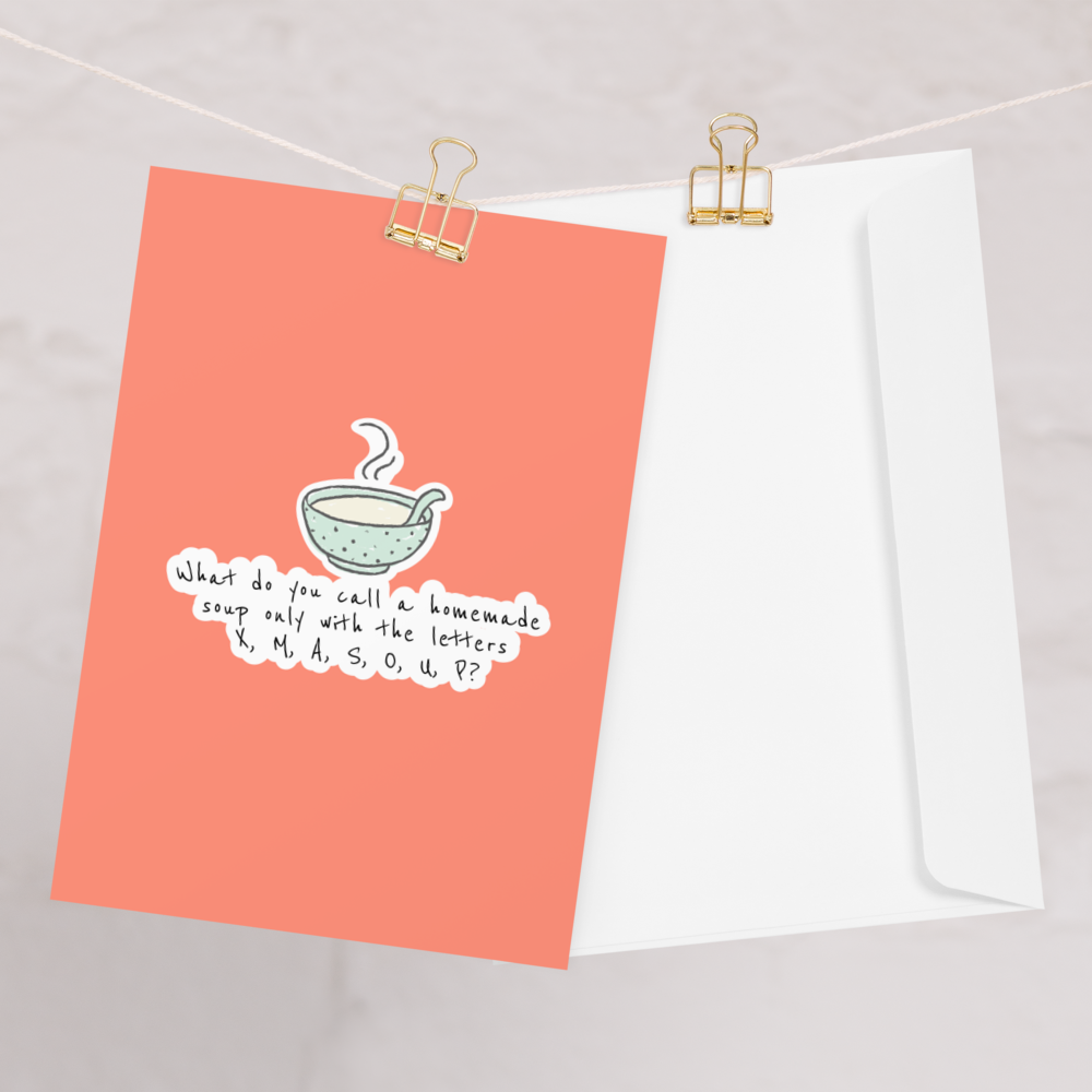 An Elf-phabet soup for Happy Holidays - Funny Christmas Joke Card for Kids