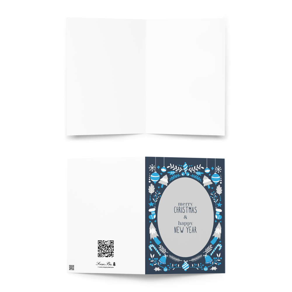Merry Christmas and Happy New Year (Blue themed) - Christmas Note Card