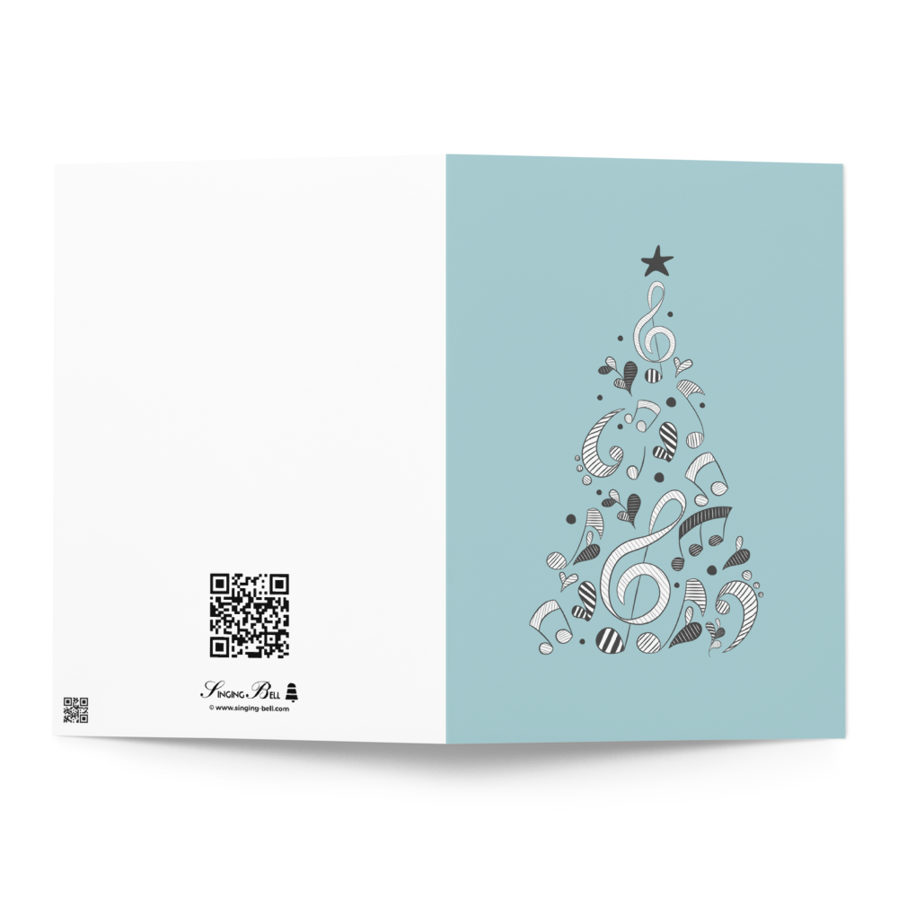 Melodic Merry Christmas Greeting Card with Music Notation Symbols