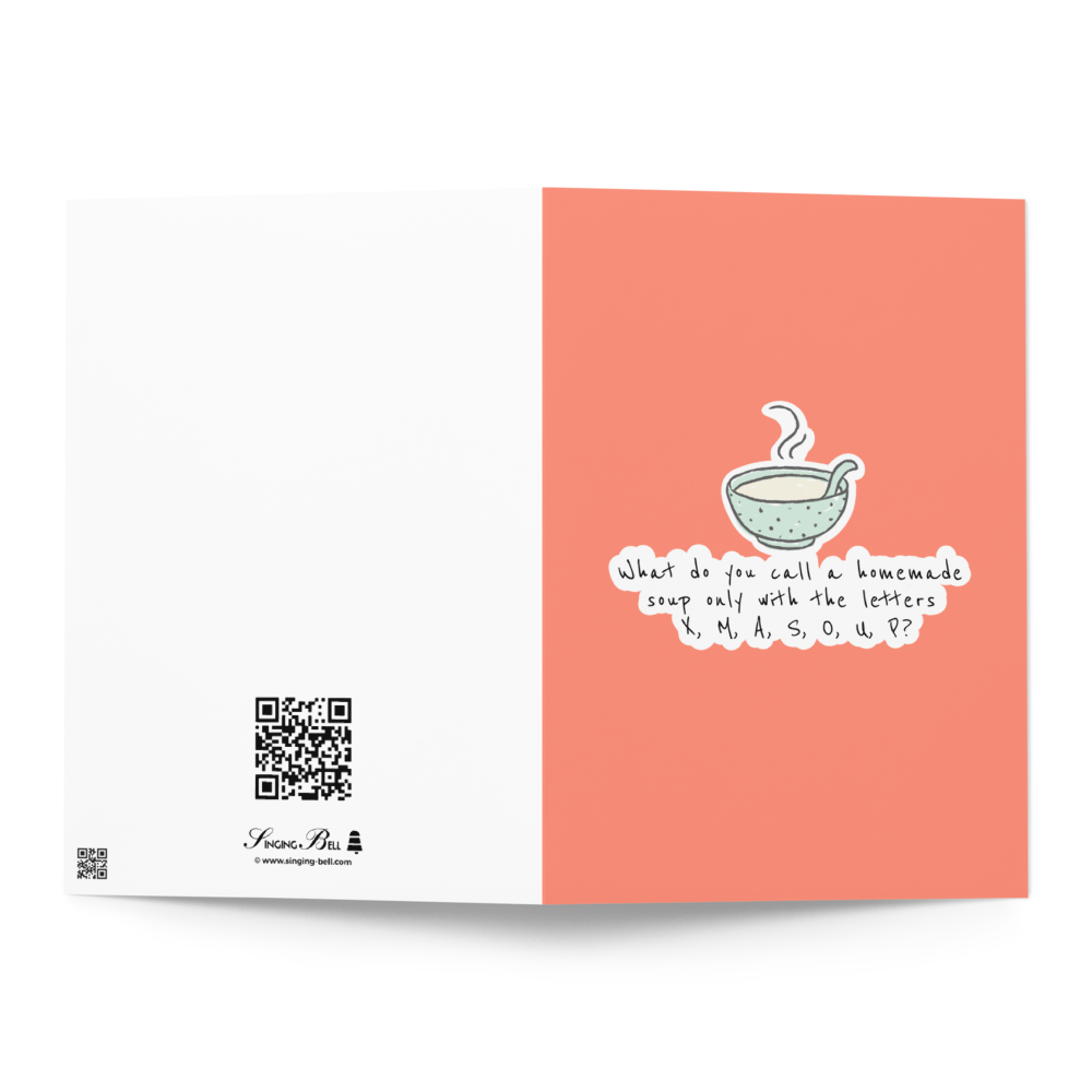An Elf-phabet soup for Happy Holidays - Funny Christmas Joke Card for Kids