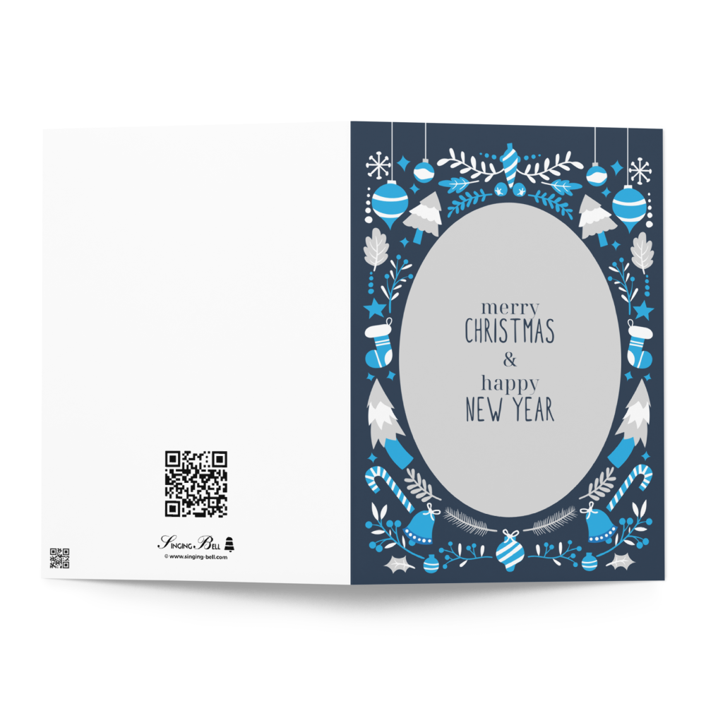 Merry Christmas and Happy New Year (Blue themed) - Christmas Note Card