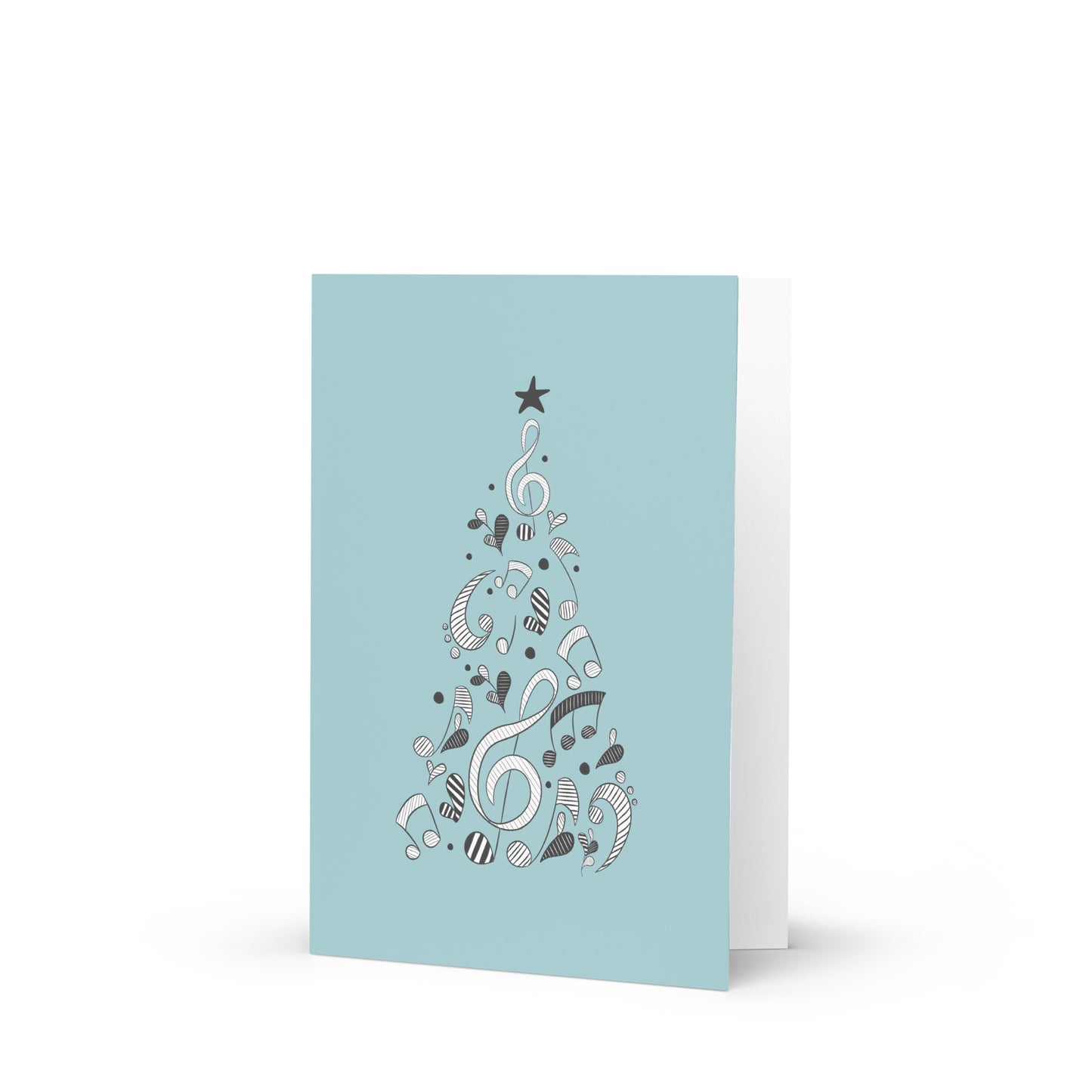 Melodic Merry Christmas Greeting Card with Music Notation Symbols