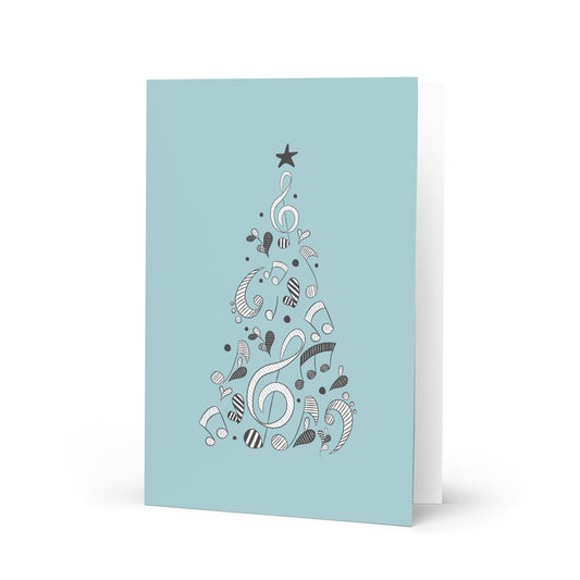 Melodic Merry Christmas Greeting Card with Music Notation Symbols